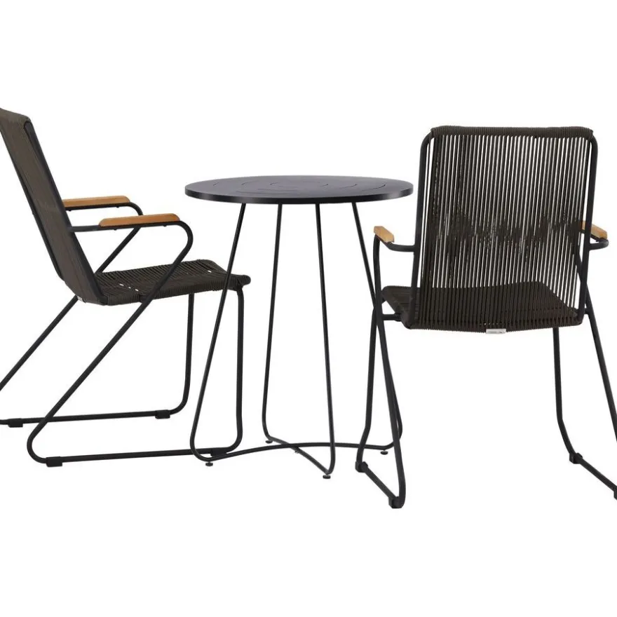 Parvekeryhmä Venture Home, ø60cm musta Bacong-pöytä + 2 Bois-tuolia