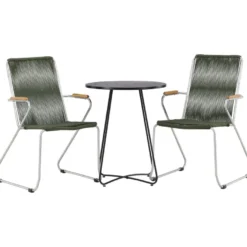 Parvekeryhmä Venture Home, ø60cm musta Bacong-pöytä + 2 Bois-tuolia