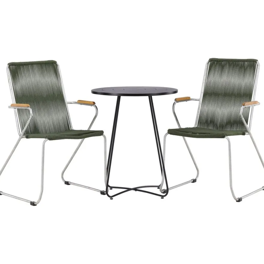 Parvekeryhmä Venture Home, ø60cm musta Bacong-pöytä + 2 Bois-tuolia