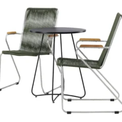 Parvekeryhmä Venture Home, ø60cm musta Bacong-pöytä + 2 Bois-tuolia