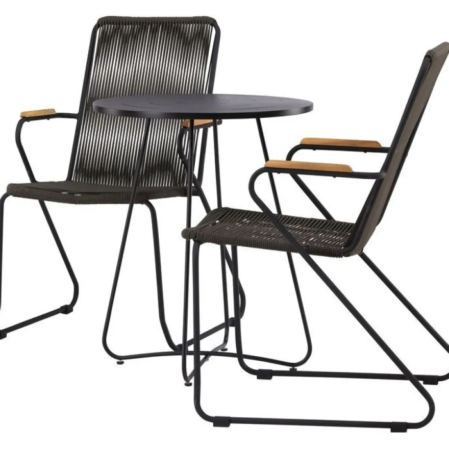 Parvekeryhmä Venture Home, ø60cm musta Bacong-pöytä + 2 Bois-tuolia