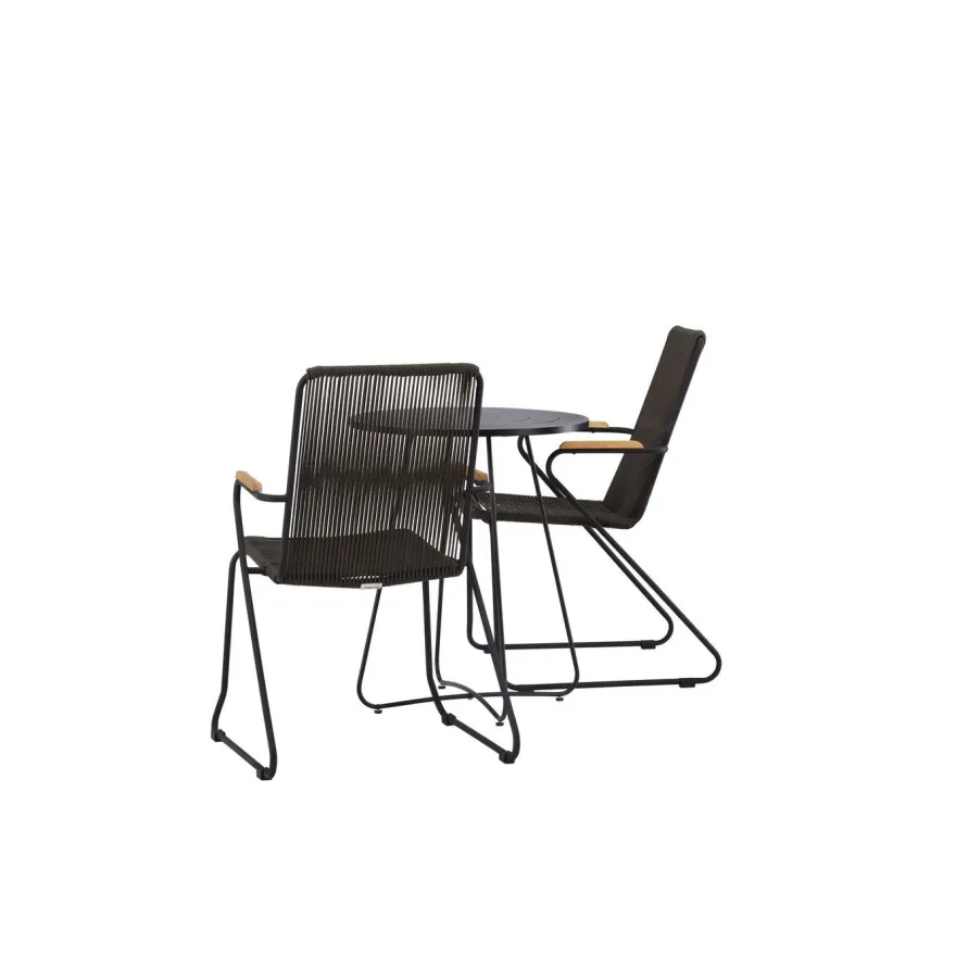 Parvekeryhmä Venture Home, ø60cm musta Bacong-pöytä + 2 Bois-tuolia