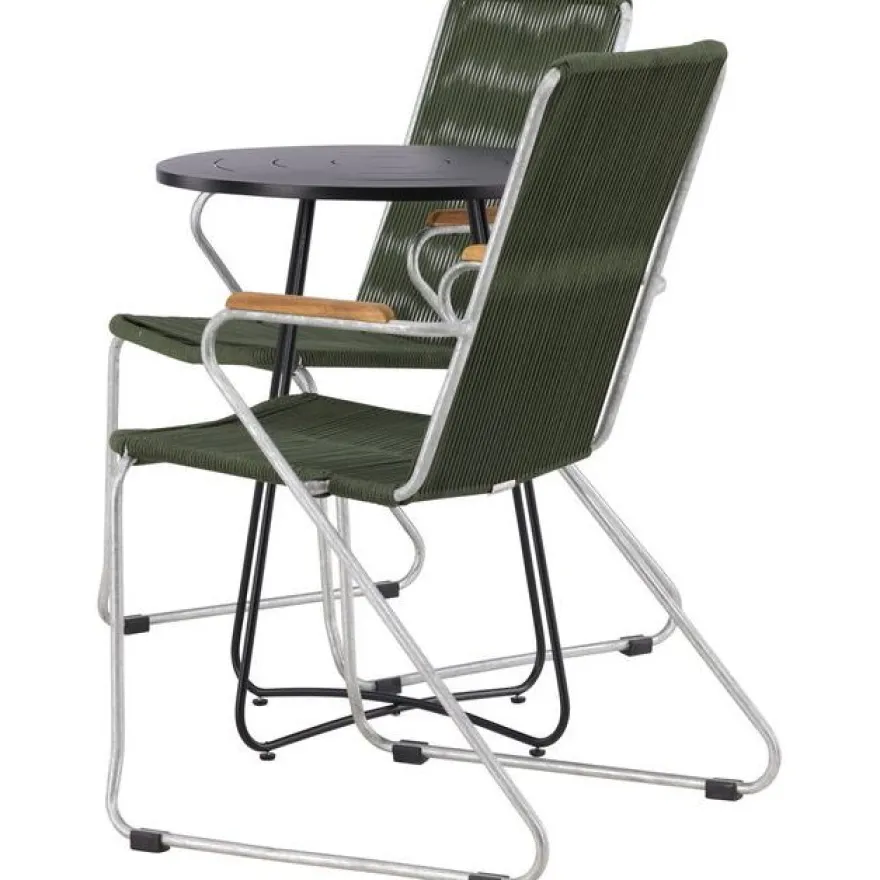 Parvekeryhmä Venture Home, ø60cm musta Bacong-pöytä + 2 Bois-tuolia