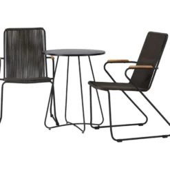 Parvekeryhmä Venture Home, ø60cm musta Bacong-pöytä + 2 Bois-tuolia