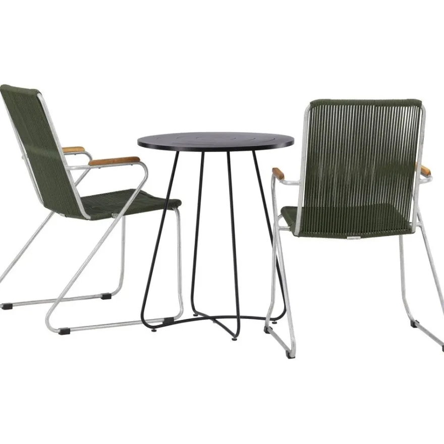 Parvekeryhmä Venture Home, ø60cm musta Bacong-pöytä + 2 Bois-tuolia