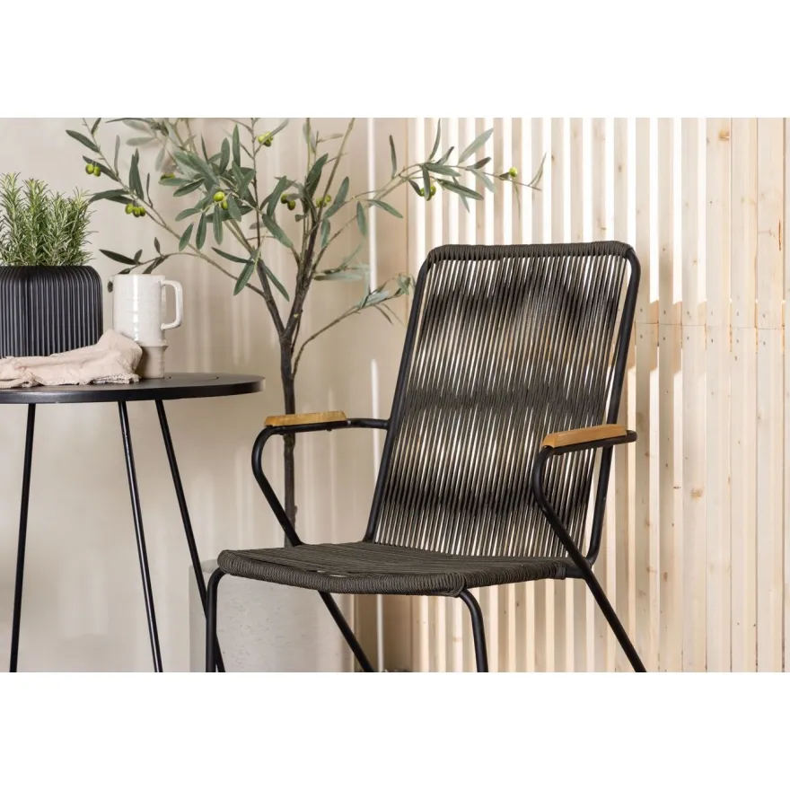 Parvekeryhmä Venture Home, ø60cm musta Bacong-pöytä + 2 Bois-tuolia