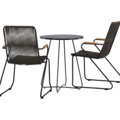 Parvekeryhmä Venture Home, ø60cm musta Bacong-pöytä + 2 Bois-tuolia