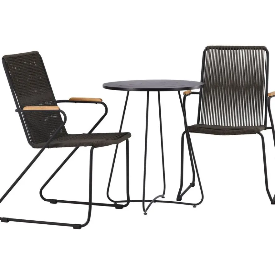 Parvekeryhmä Venture Home, ø60cm musta Bacong-pöytä + 2 Bois-tuolia