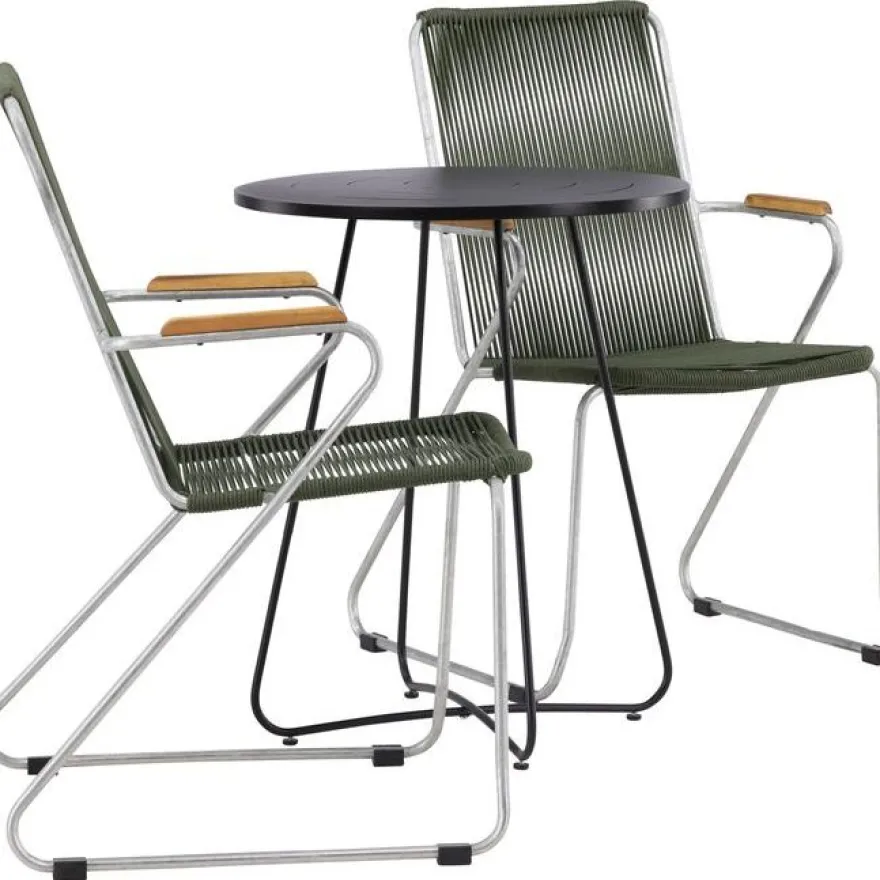 Parvekeryhmä Venture Home, ø60cm musta Bacong-pöytä + 2 Bois-tuolia