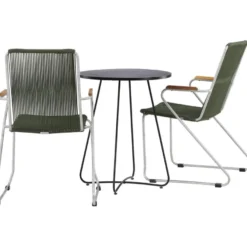 Parvekeryhmä Venture Home, ø60cm musta Bacong-pöytä + 2 Bois-tuolia