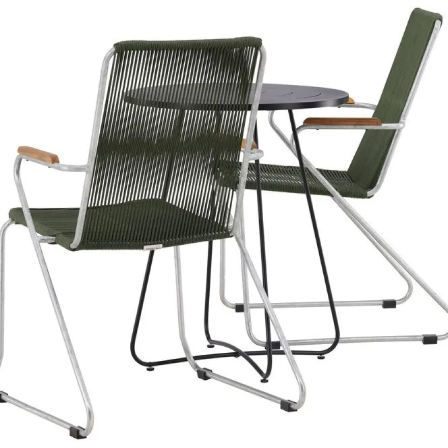 Parvekeryhmä Venture Home, ø60cm musta Bacong-pöytä + 2 Bois-tuolia