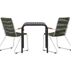 Parvekeryhmä Venture Home, 70x70cm musta Borneo-pöytä + 2 Bois-tuolia