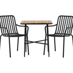 Parvekeryhmä Venture Home, 88x70cm Holmbeck-pöytä + 2 mustaa Peking-tuolia