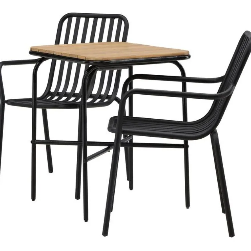 Parvekeryhmä Venture Home, 88x70cm Holmbeck-pöytä + 2 mustaa Peking-tuolia