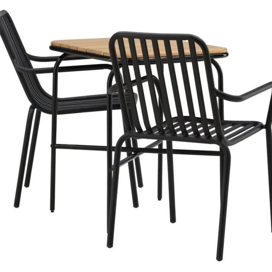 Parvekeryhmä Venture Home, 88x70cm Holmbeck-pöytä + 2 mustaa Peking-tuolia
