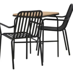 Parvekeryhmä Venture Home, 88x70cm Holmbeck-pöytä + 2 mustaa Peking-tuolia