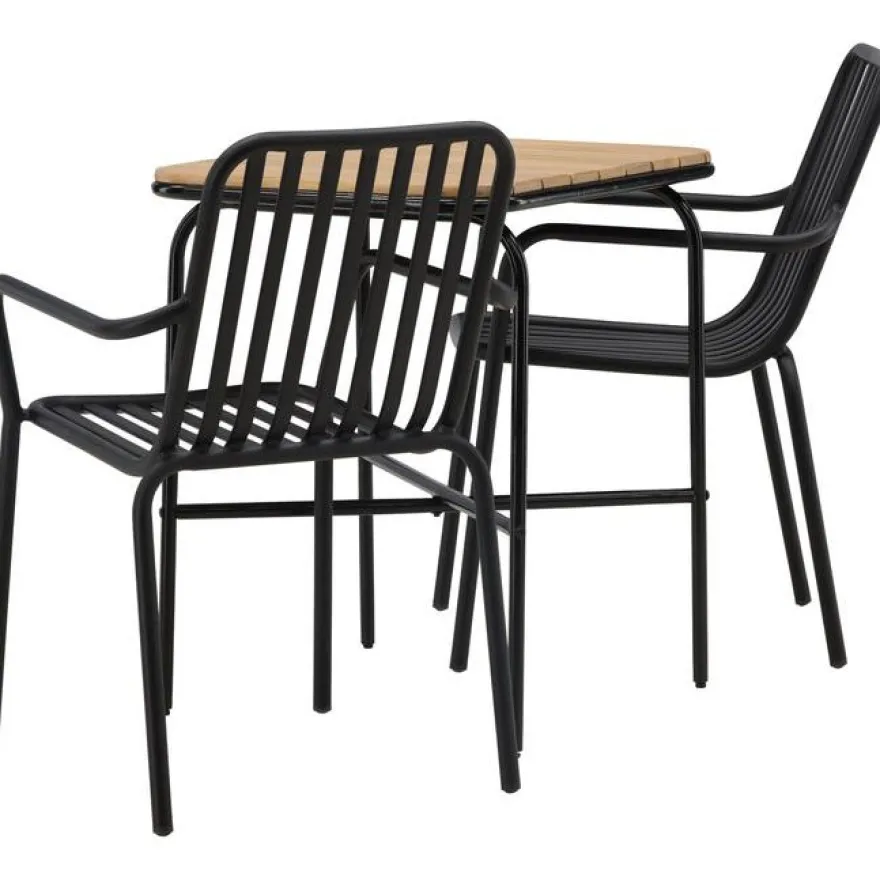 Parvekeryhmä Venture Home, 88x70cm Holmbeck-pöytä + 2 mustaa Peking-tuolia