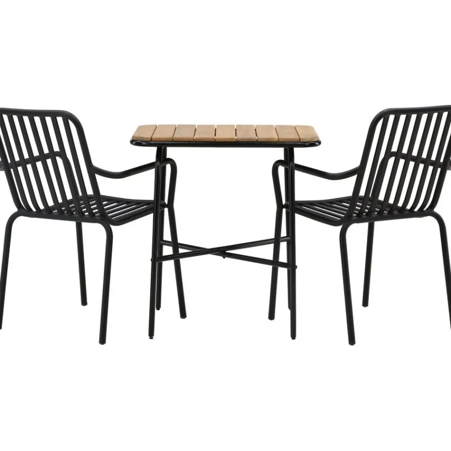 Parvekeryhmä Venture Home, 88x70cm Holmbeck-pöytä + 2 mustaa Peking-tuolia
