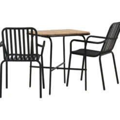 Parvekeryhmä Venture Home, 88x70cm Holmbeck-pöytä + 2 mustaa Peking-tuolia