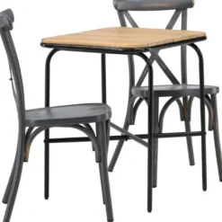 Parvekeryhmä Venture Home, 88x70cm Holmbeck-pöytä + 2 mustaa Tablas-tuolia