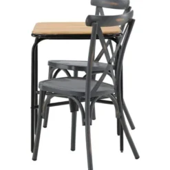 Parvekeryhmä Venture Home, 88x70cm Holmbeck-pöytä + 2 mustaa Tablas-tuolia