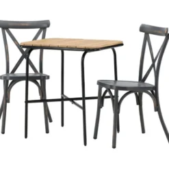 Parvekeryhmä Venture Home, 88x70cm Holmbeck-pöytä + 2 mustaa Tablas-tuolia