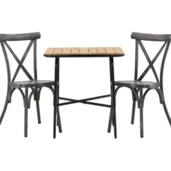 Parvekeryhmä Venture Home, 88x70cm Holmbeck-pöytä + 2 mustaa Tablas-tuolia
