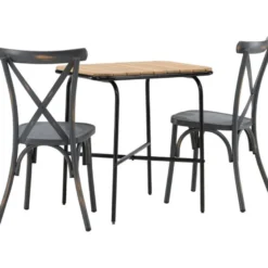 Parvekeryhmä Venture Home, 88x70cm Holmbeck-pöytä + 2 mustaa Tablas-tuolia