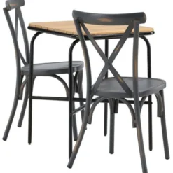 Parvekeryhmä Venture Home, 88x70cm Holmbeck-pöytä + 2 mustaa Tablas-tuolia