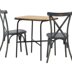 Parvekeryhmä Venture Home, 88x70cm Holmbeck-pöytä + 2 mustaa Tablas-tuolia