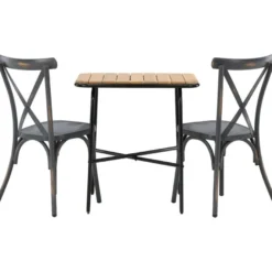 Parvekeryhmä Venture Home, 88x70cm Holmbeck-pöytä + 2 mustaa Tablas-tuolia