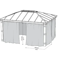 Paviljongin verhosetti Palram-Canopia Dallas 4900, 3.6x4.9m, harmaa