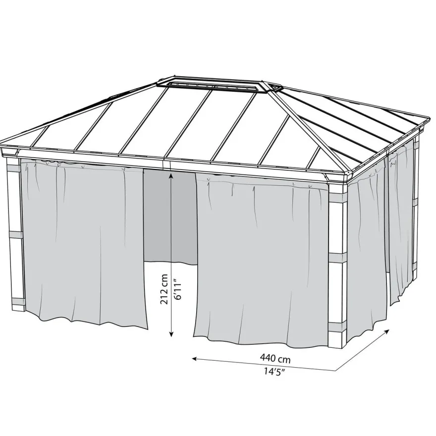 Paviljongin verhosetti Palram-Canopia Dallas 4900, 3.6x4.9m, harmaa