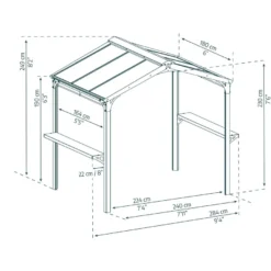 Paviljonki Palram-Canopia Austin, 4.3m², 1.8x2.4m, harmaa