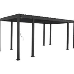 Pergola Home4You Mirador-111, säleikköseinillä 300x600cm, tummanharmaa