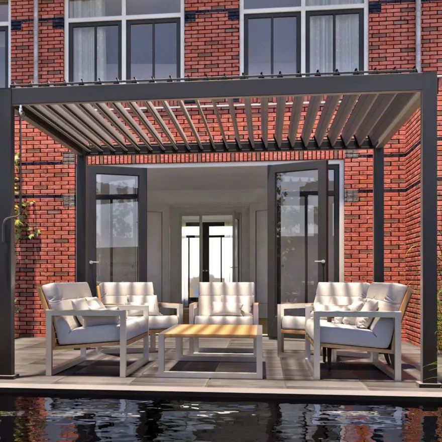 Pergola Home4you Mirador-111, 300x300cm, tummanharmaa