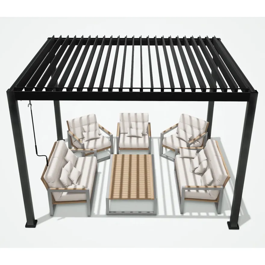 Pergola Home4you Mirador-111, 300x300cm, tummanharmaa