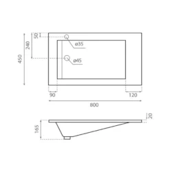 Pesuallas Bathco Tecno Pizarra, 800x450mm, musta
