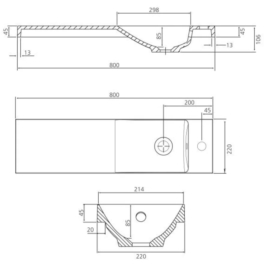Pesuallas Grip Penelope 80, 800x220mm, valumarmori, valkoinen