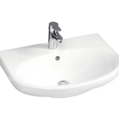 Pesuallas Gustavsberg Nautic, 60 cm, pultti/kannatinkiinnitys, ilman hananreikää, ylivuotoaukolla, CeramicPlus