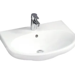 Pesuallas Gustavsberg Nautic, 56 cm, pultti/kannatinkiinnitys, hananreikä keskellä, CeramicPlus