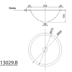 Pesuallas Interia 13029.B, upotettava, teräs, 355 X 355 X 133 mm