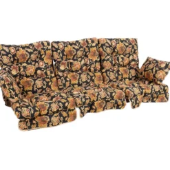 Pihakeinun pehmuste Home4You ROMA 108x56x10 cm, 3-osainen, ruskea
