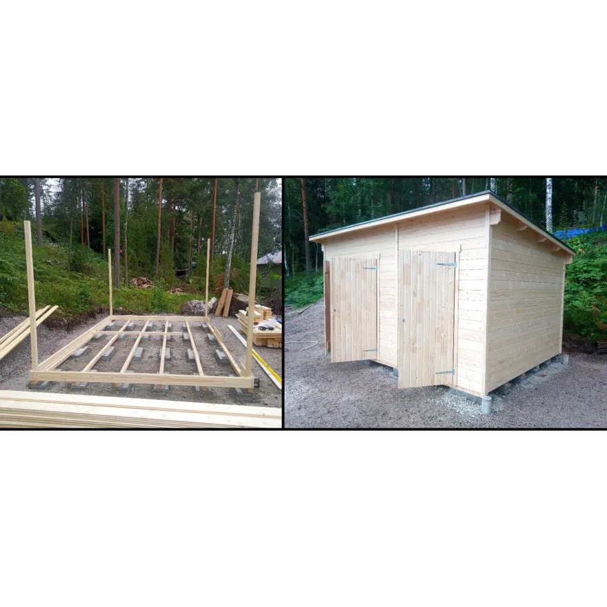 Piharakennuksen asennus 4-5,9 m2 kokoisille rakennuksille