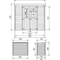 Pihavaja Timbela M309C-M311C, pulpettikatto, eri vaihtoehtoja