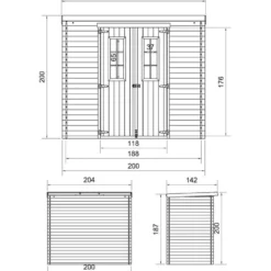 Pihavaja Timbela M309C-M311C, pulpettikatto, eri vaihtoehtoja
