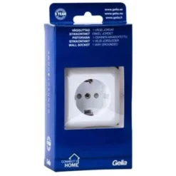 Pistorasia Gelia Connect 2 Home, 1-osainen, 16A, maadoitettu, pinta-asennus, valkoinen