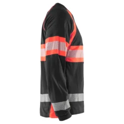 Pitkähihainen t-paita Blåkläder 3510 Highvis, musta/huomiopunainen