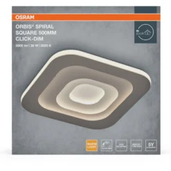 Plafondi Osram Orbis Spiral neliö Click Dim 830 3000K harmaa, eri kokoja