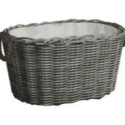 Polttopuukori kantokahvoilla 60x40x28cm, harmaa paju